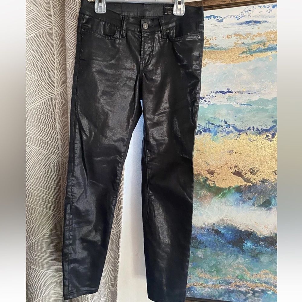 All saints spitalfields . black satin pants size 26